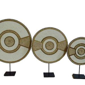 Set de décoration en jonc de mer et coquillage avec support, de fabrication artisanale